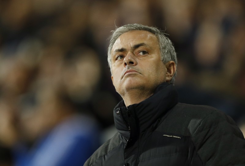 © Reuters. Manchester United manager Jose Mourinho before the match