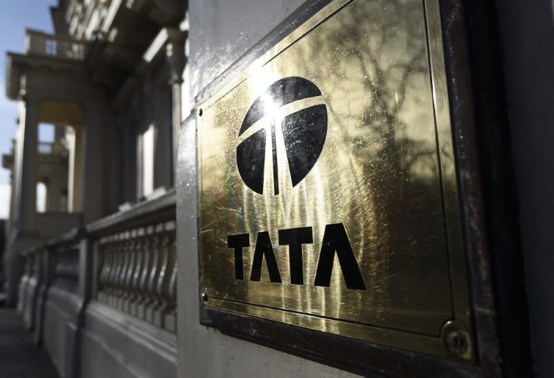 © Reuters. A Tata sign is seen outside their offices in London
