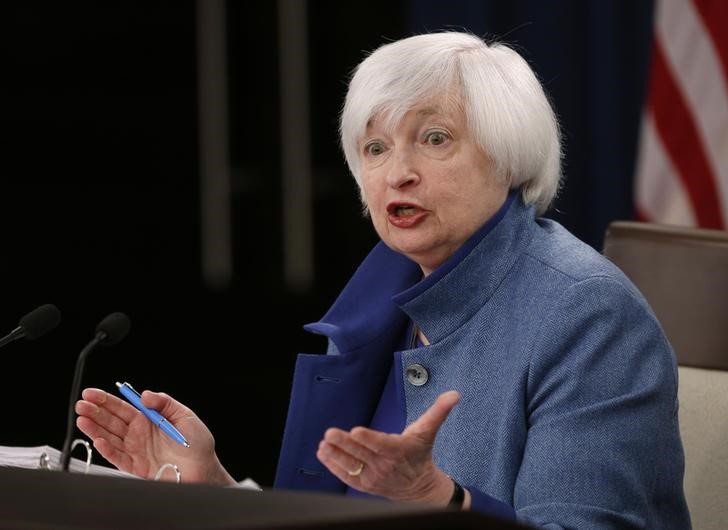 © Reuters. Federal Reserve  Chair Yellen addresses news conference following FOMC meeting in Washington