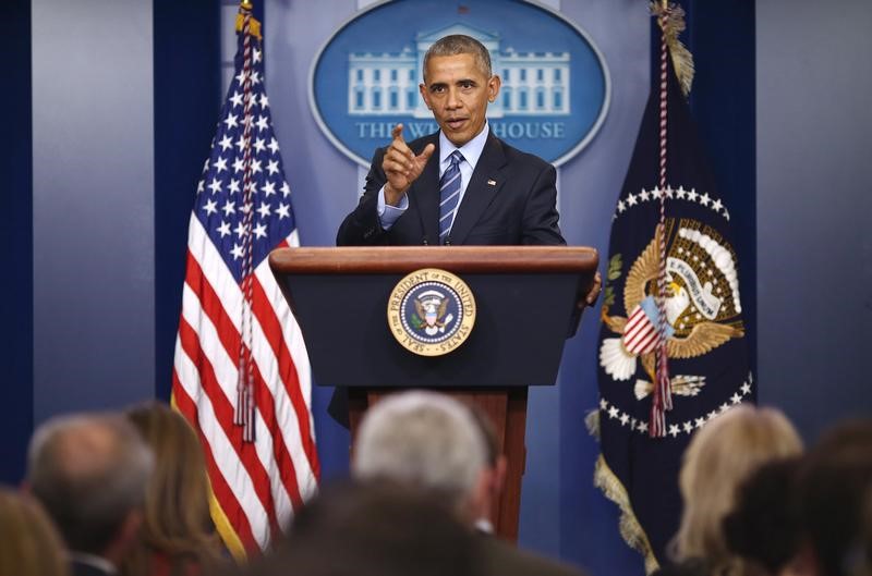 © Reuters. US President Barack Obama participates in last news conference of 2016 at the White House before leaving for annual Christmas holiday