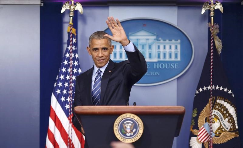 © Reuters. أوباما يلقي خطاب وداع في شيكاجو يوم 10 يناير كانون الثاني