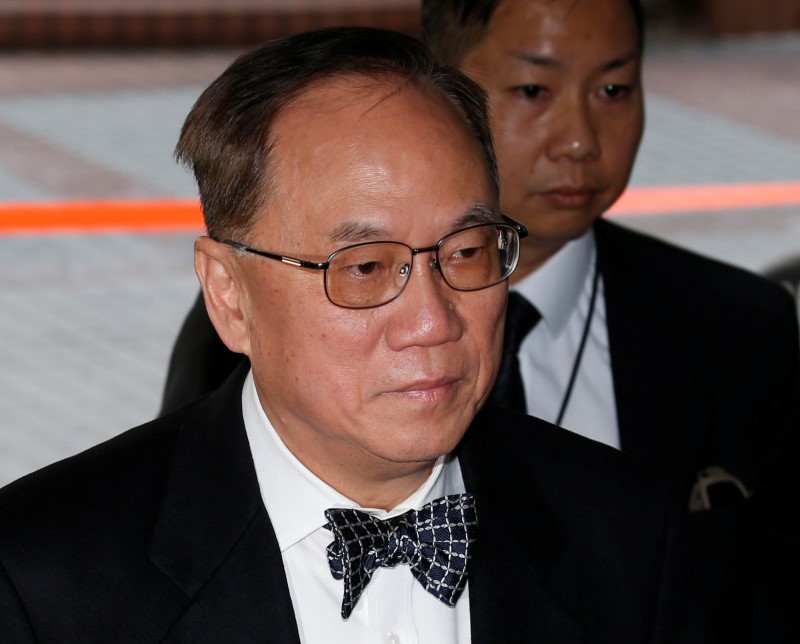 © Reuters. Former Hong Kong Chief Executive Donald Tsang arrives at the High Court to face trial in Hong Kong