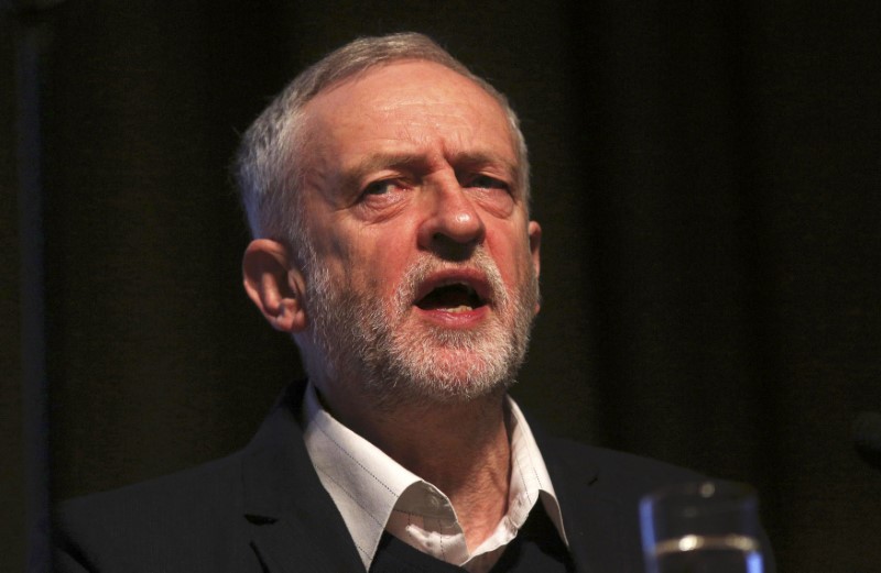 © Reuters. File photo of Britain's opposition Labour Party leader Jeremy Corbyn reacting after delivering the keynote speech at the Fabian Society new year conference in London