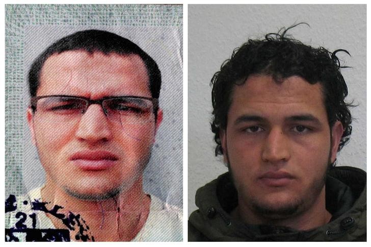 © Reuters. Handout pictures released by the German Bundeskriminalamt (BKA) Federal Crime Office show suspect Anis Amri searched in relation with the Monday's truck attack on a Christmas market in Berlin