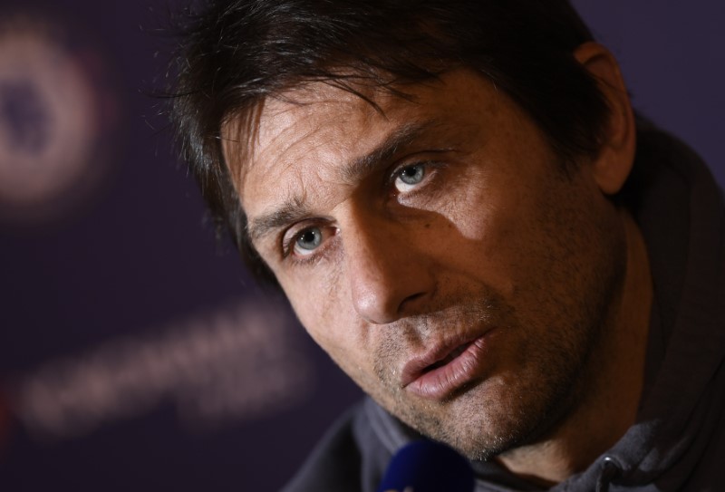 © Reuters. Chelsea manager Antonio Conte during the press conference