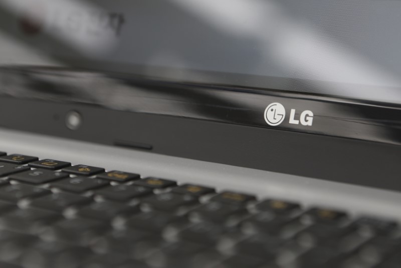 © Reuters. An LG Electronics' logo is pictured on a laptop computer displayed at a shop in central Seoul