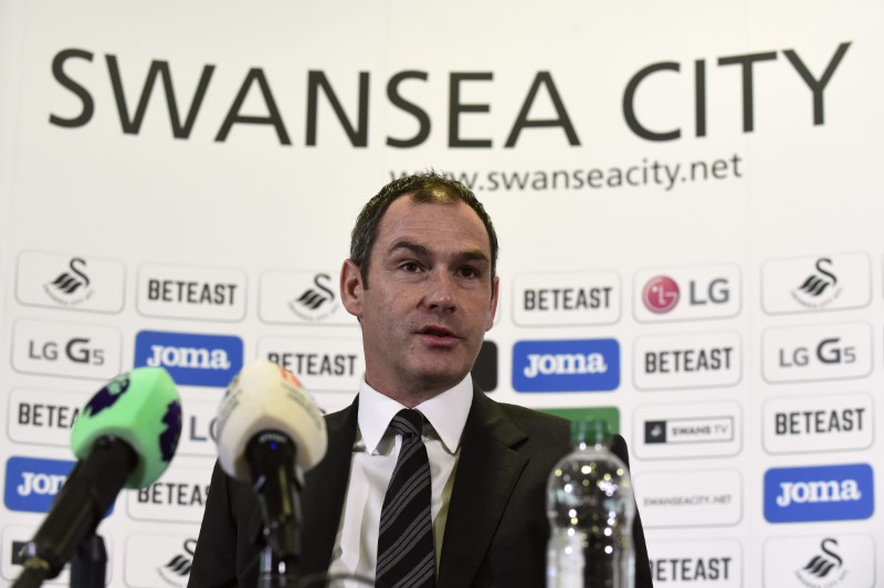 © Reuters. New Swansea City manager Paul Clement during the press conference