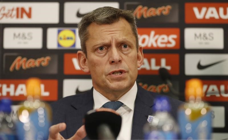 © Reuters. FA Chief Executive Martin Glenn during the press conference