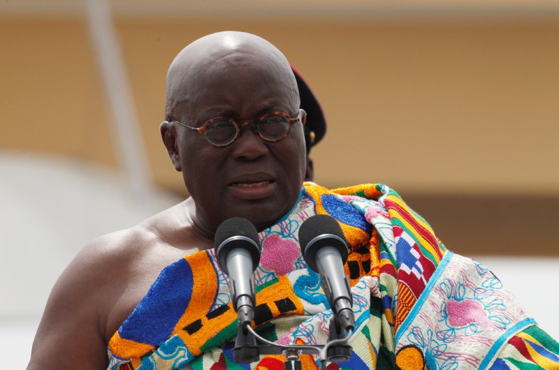 © Reuters. Ghana's President Nana Akufo-Addo speaks during his swearing-in ceremony at Independence Square in Accra