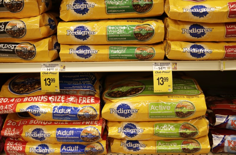 © Reuters. Pedigree brand dry dog food is seen at the Safeway store in Wheaton Maryland