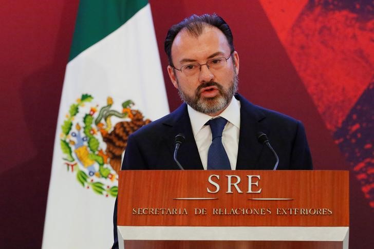 © Reuters. Chanceler Luis Videgaray discursa durante encontro com corpo diplomático na Cidade do México