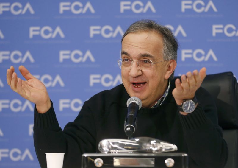 © Reuters. Fiat Chrysler Automobiles CEO Sergio Marchionne speaks during the North American International Auto Show in Detroit