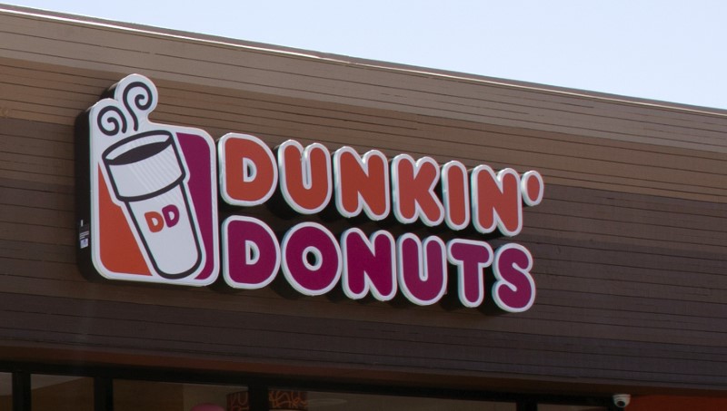 © Reuters. The signage is pictured at a newly opened Dunkin' Donuts store in Santa Monica