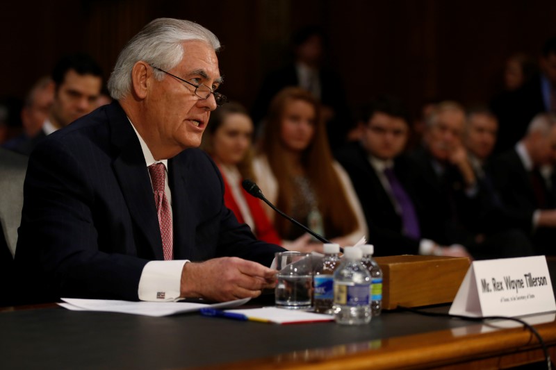 © Reuters. Tillerson testifies before a Senate Foreign Relations Committee confirmation hearing in Washington