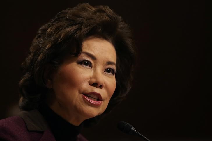 © Reuters. Elaine Chao testifies before a Senate Commerce Science and Transportation Committee confirmation hearing on her nomination to be transportation secretary on Capitol Hill in Washington