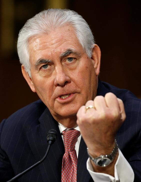 © Reuters. Rex Tillerson depõe ao Senado durante audiência de confirmação no Senado dos EUA