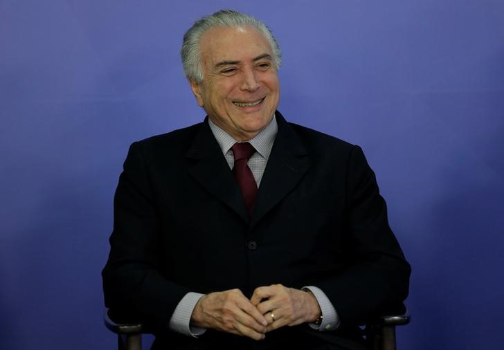 © Reuters. Presidente Michel Temer durante cerimônia no Palácio do Planalto, em Brasília