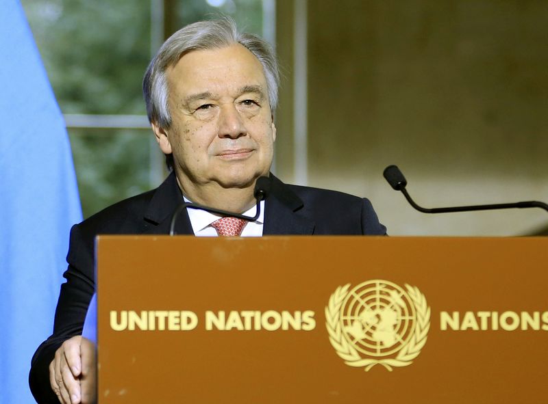 © Reuters. UN Secretary General Guterres addresses a news conference after the Conference on Cyprus in Geneva