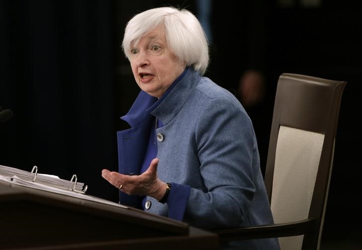 © Reuters. U.S. Federal Reserve Chair Yellen holds news conference following FOMC meeting in Washington