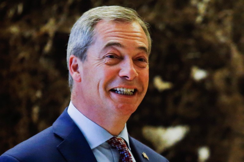 © Reuters. File photo of UKIP leader Nigel Farage arriving at Republican president-elect Donald Trump's Trump Tower in New York