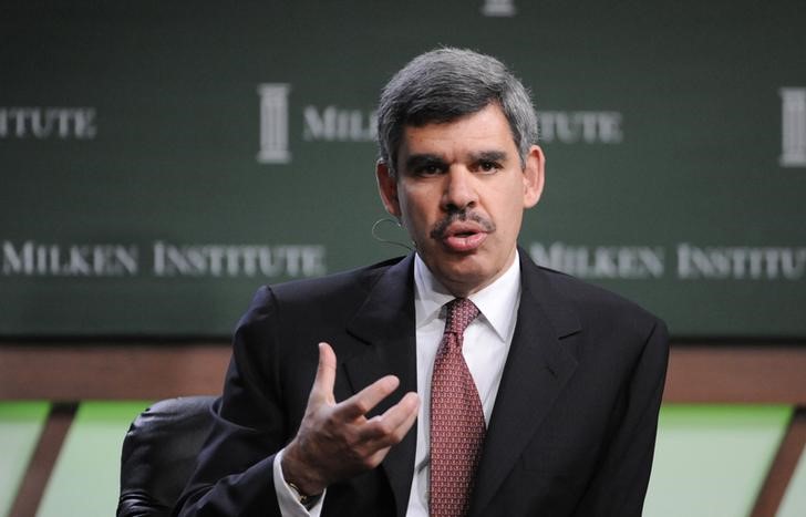© Reuters. File photo of Mohamed El-Erian speaking at the 2009 Milken Institute Global Conference in Beverly Hills