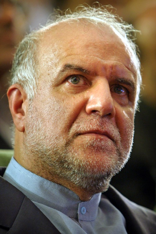 © Reuters. Iranian Oil Minister Bijan Namdar Zanganeh talks with journalists in Bahregan, 1200 km (745 miles) s..