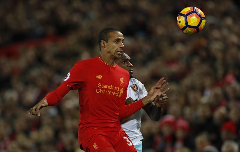 © Reuters. Liverpool's Joel Matip in action during the match