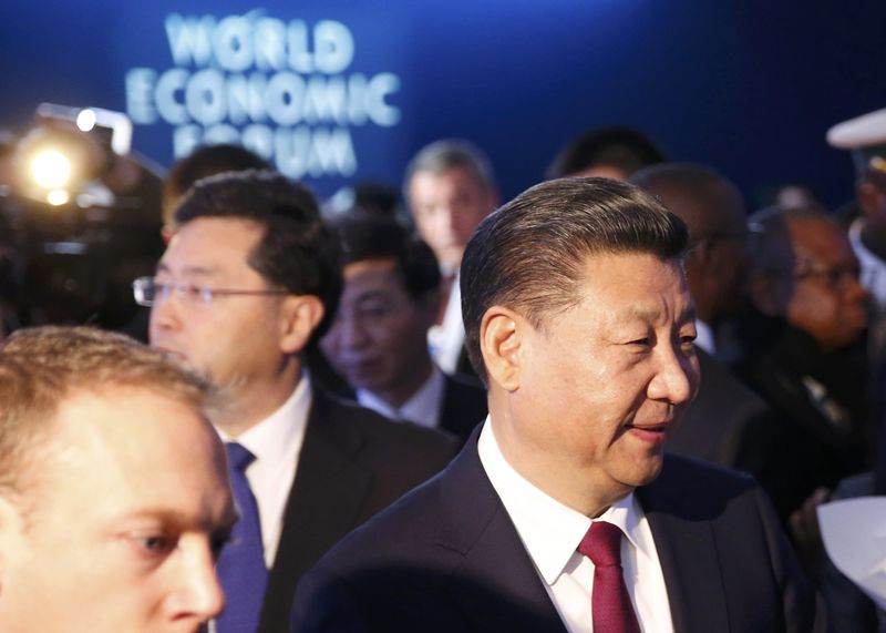 © Reuters. Chinese President Xi attends the WEF annual meeting in Davos
