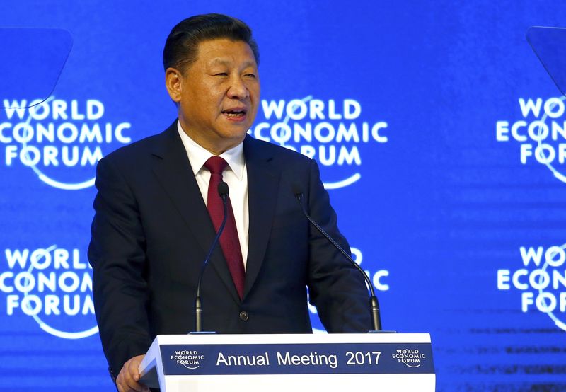 © Reuters. Presidente chinês, Xi Jinping, durante discurso no Fórum Econômico Mundial, em Davos
