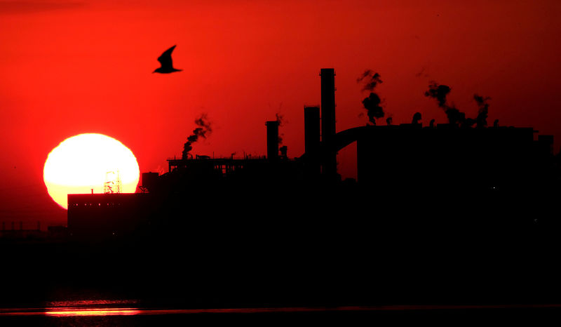 © Reuters. FILE PHOTO:  Docks are seen at the sunset at the Industrial port of Marghera in the lagoon of Venice