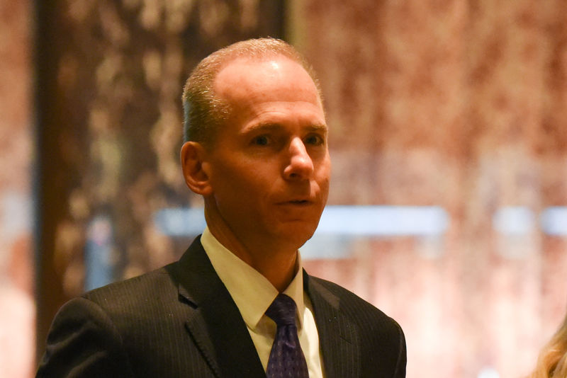 © Reuters. Dennis Muilenburg, CEO of The Boeing Company, arrives at Trump Tower in New York City