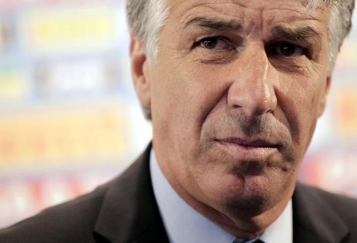 © Reuters. Gasperini is seen during his official unveiling as head coach of Inter Milan at the team's training centre in Appiano Gentile