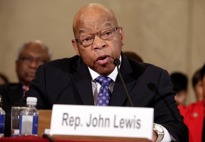 © Reuters. FILE PHOTO - Rep. Lewis testifies to the Senate Judiciary Committee during the second day of confirmation hearings on Senator Sessions' nomination to be U.S. attorney general in Washington.