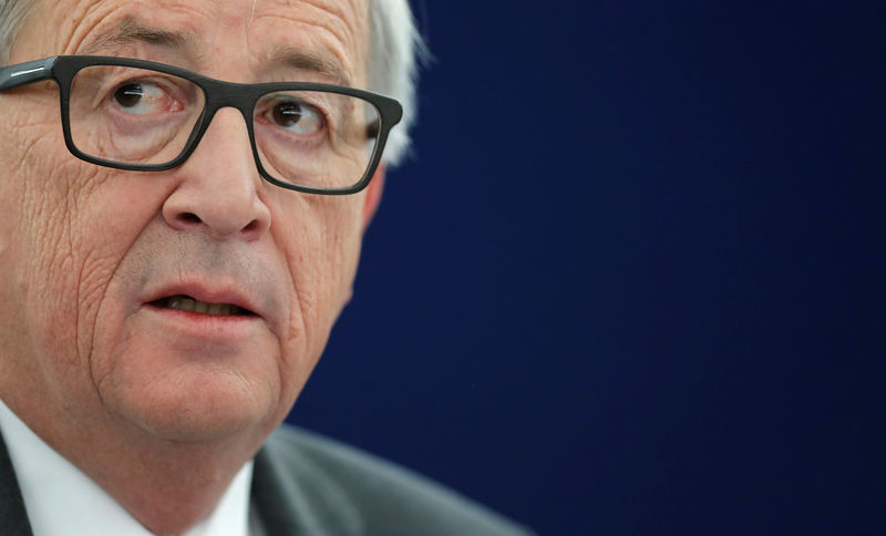 © Reuters. European Commission President Juncker attends a debate on the priorities of the incoming Malta Presidency of the EU for the next six months at the European Parliament in Strasbourg