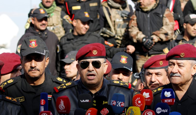 © Reuters. Tenente-general Talib Shaghati durante entrevista coletiva sobre combate ao Estado Islâmico em Mosul