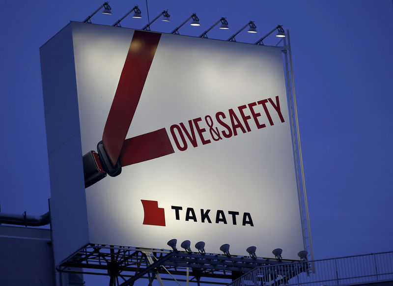 © Reuters. FILE PHOTO: Billboard advertisement of Takata Corp is pictured in Tokyo
