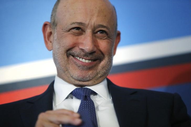 © Reuters. Goldman Sachs Group, Inc. Chairman and CEO Blankfein smiles as he participates in a panel discussion during the White House Summit on Working Families in Washington