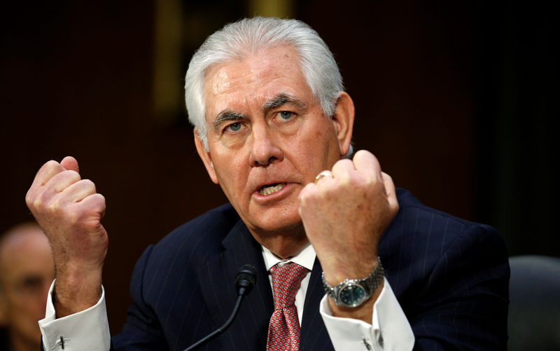 © Reuters. Rex Tillerson testifies during his confirmation hearing to become U.S. Secretary of State