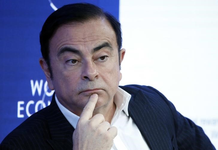© Reuters. Ghosn CEO of Renault-Nissan Alliance attends the WEF annual meeting in Davos