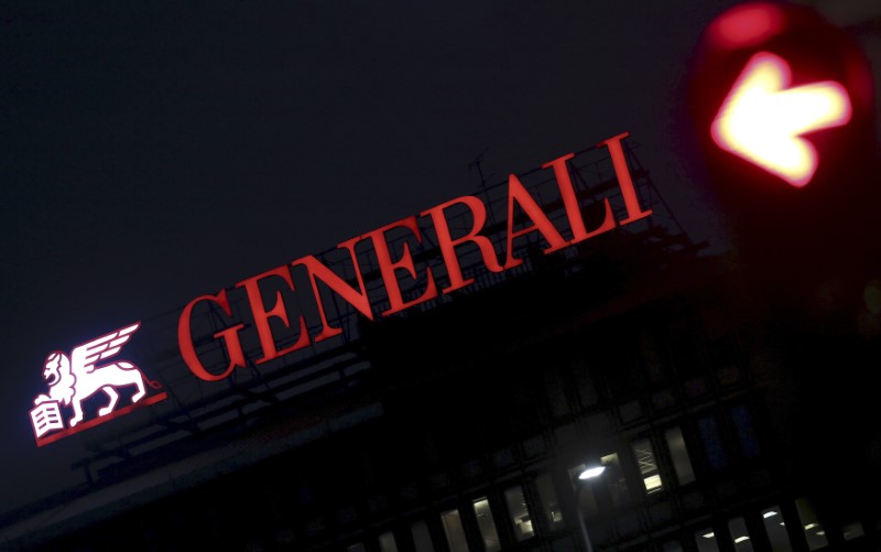 © Reuters. The Assicurazioni Generali logo is seen in downtown Milan