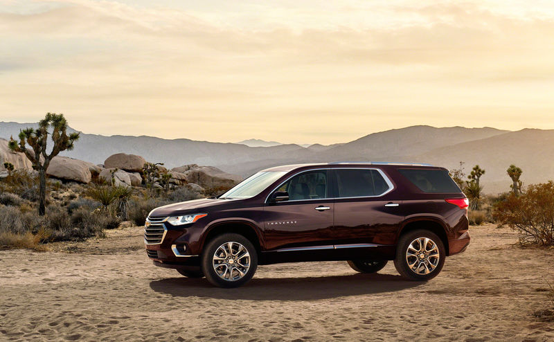 © Reuters. 2018 Chevy Traverse SUV is shown in this undated photo released at the North American International Auto Show in Detroit