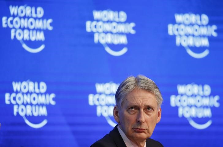 © Reuters. Hammond Britain's Chancellor of the Exchequer attends the WEF annual meeting in Davos