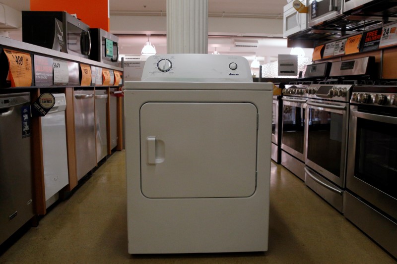 © Reuters. A clothes dryer is displayed in appliance sections of a Home Depot store in New York