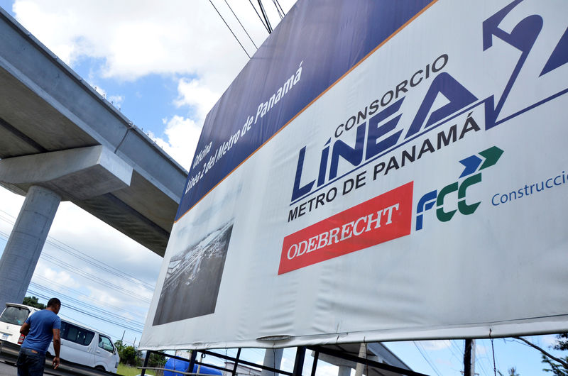 © Reuters. Logo da Odebrecht visto em obra na capital do Panamá