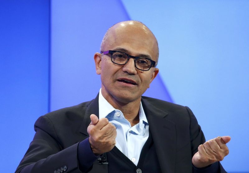 © Reuters. Nadella CEO of Microsoft Corporation attends the annual meeting of the WEF in Davos