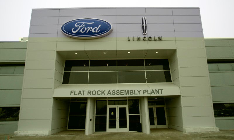 © Reuters. An entrance to the Ford Motor Co. Flat Rock Assembly Plant is seen in Flat Rock, Michigan