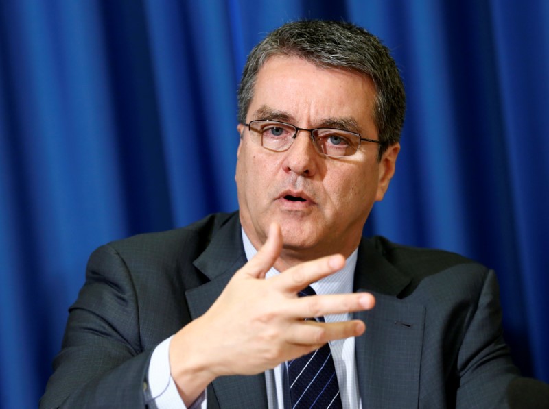 © Reuters. WTO Director-General Azevedo attends a news conference in Geneva