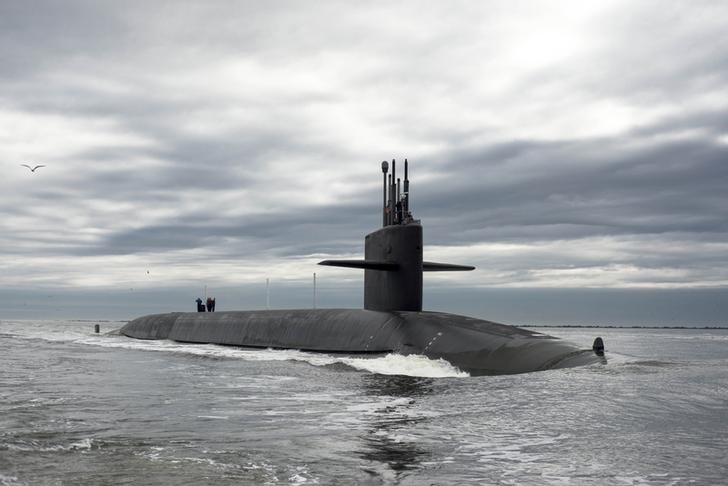 © Reuters. The Ohio-class ballistic missile submarine USS Tennessee returns to Naval Submarine Base Kings Bay, Georgia in this handout photo