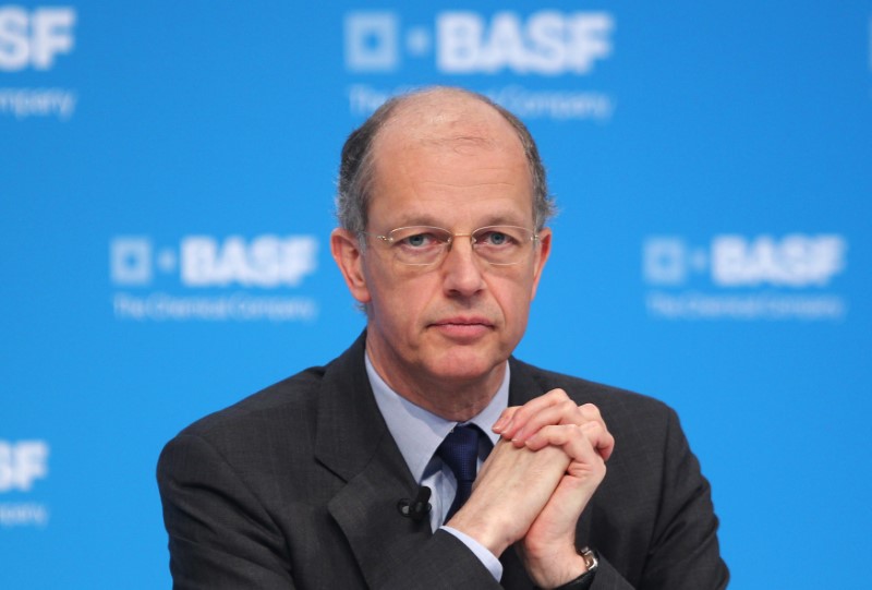 © Reuters. Bock CEO of German chemical company BASF attends the annual news conference in Ludwigshafen
