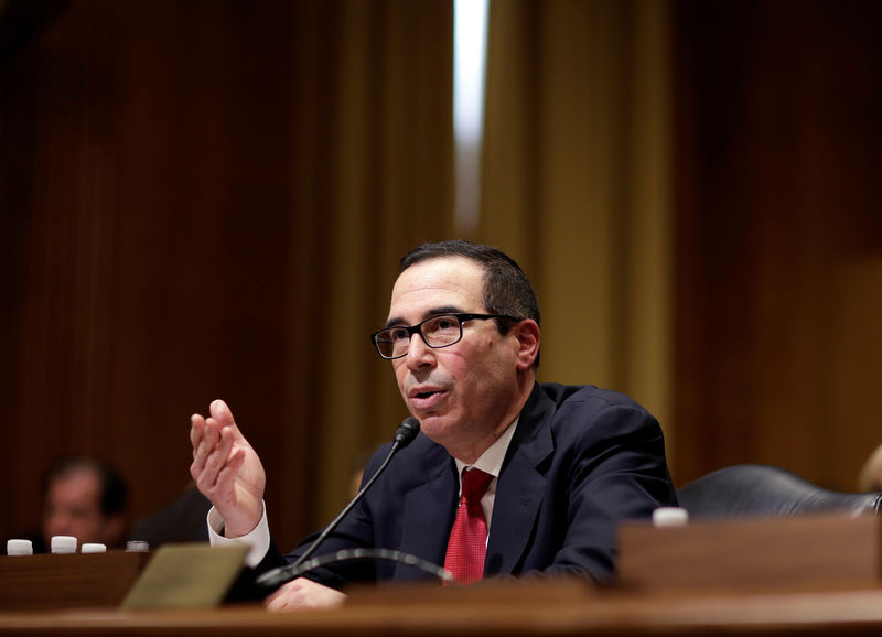 © Reuters. File photo of Steven Mnuchin testifying on his nomination to be Treasury secretary in Washington